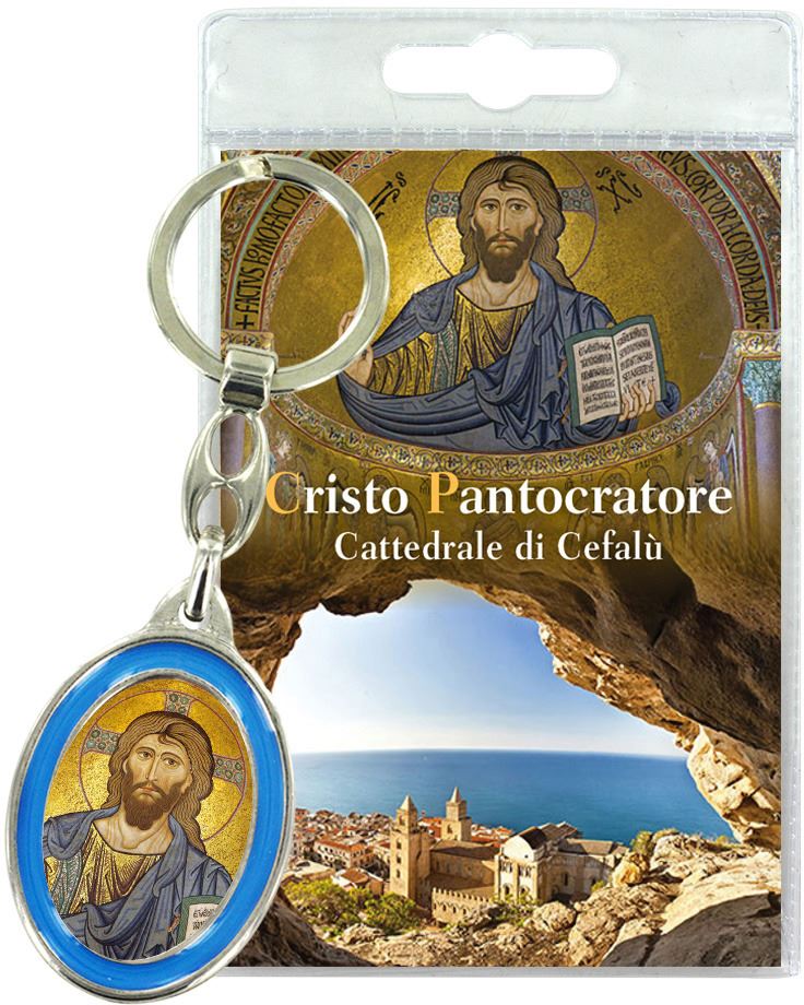 portachiavi cristo pantocratore della cattedrale di cefalù con preghiera in italiano