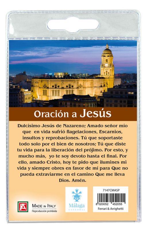 portachiavi catedral de malaga con preghiera in spagnolo