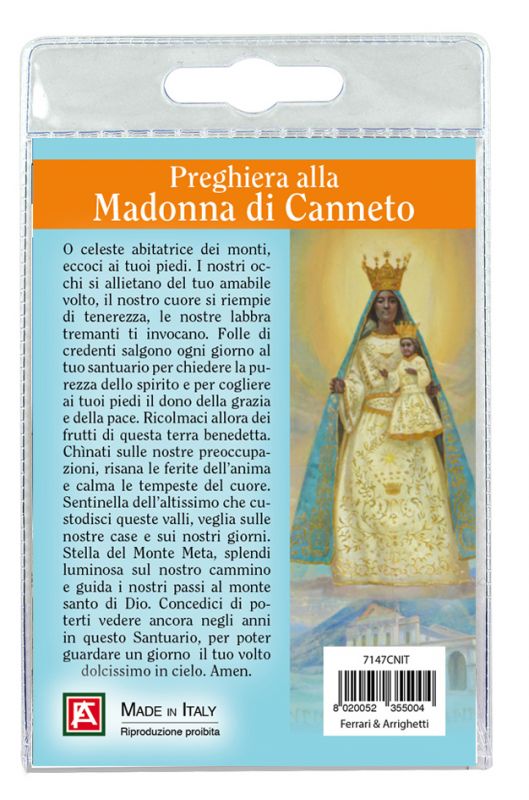 portachiavi maria santissima di canneto con preghiera in italiano