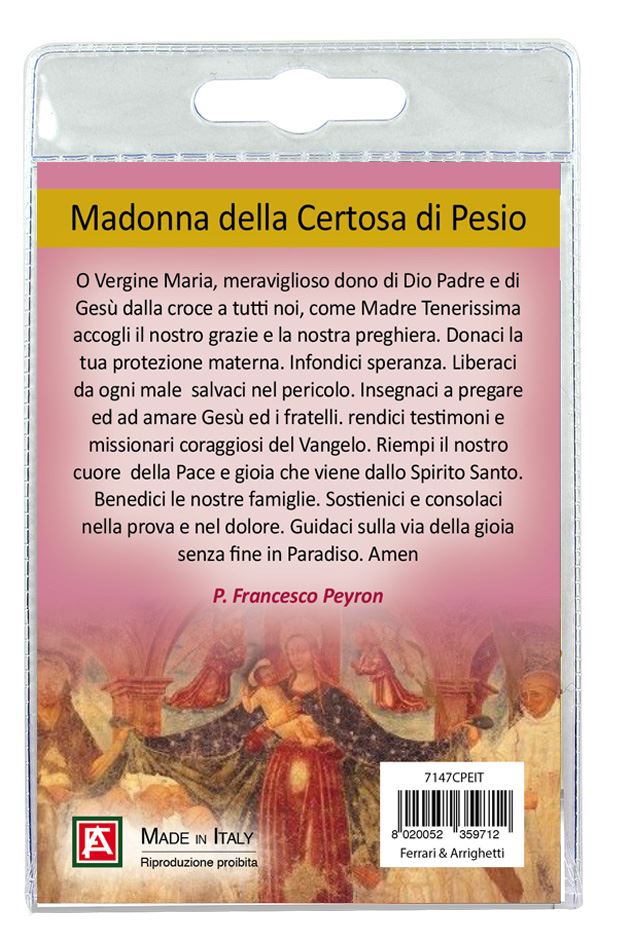 portachiavi madonna della certosa di pesio con preghiera in italiano