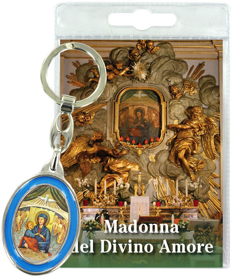 portachiavi madonna divino amore con preghiera in italiano