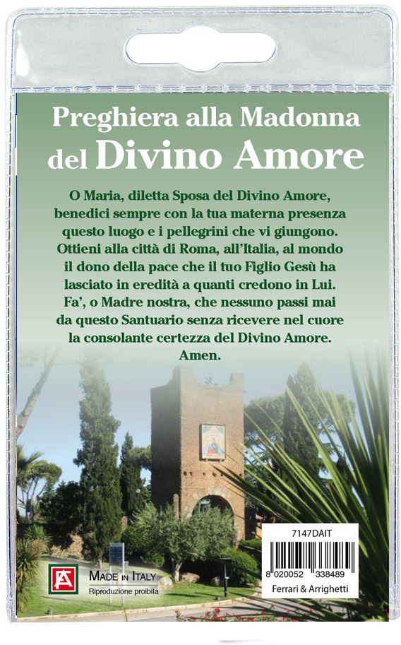 portachiavi madonna divino amore con preghiera in italiano