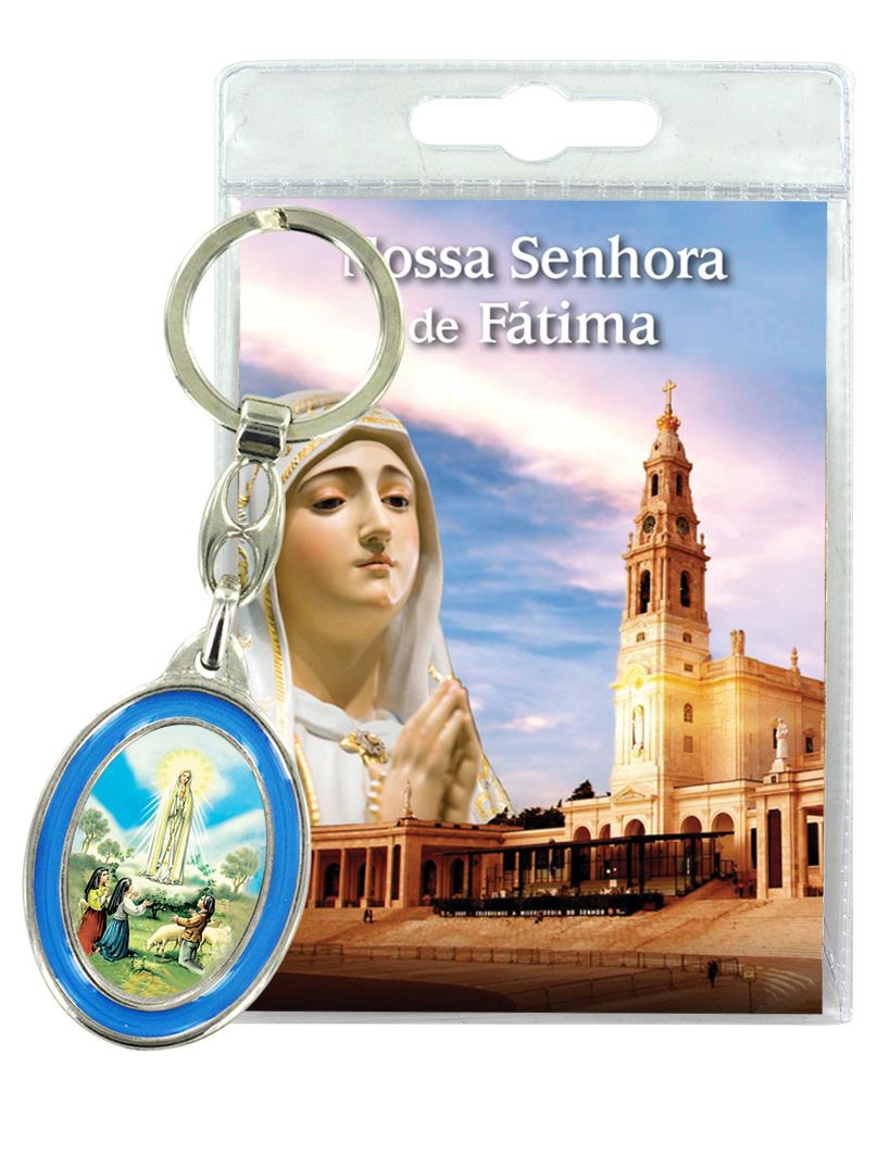 portachiavi madonna di fatima con preghiera in portoghese