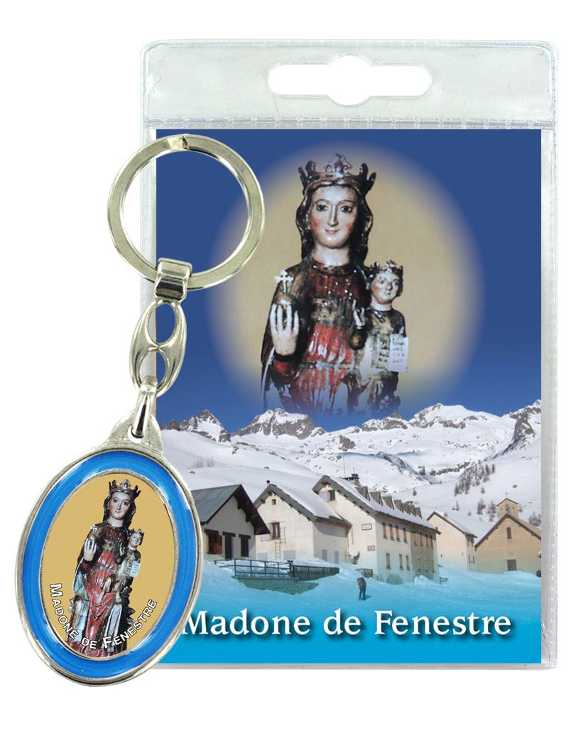 portachiavi madone de fenestre con preghiera in francese