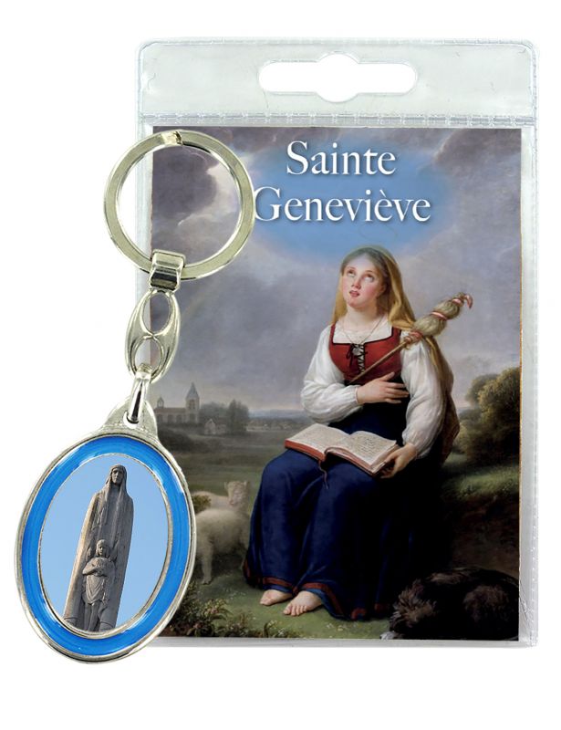 portachiavi santa genoveffa con preghiera in francese