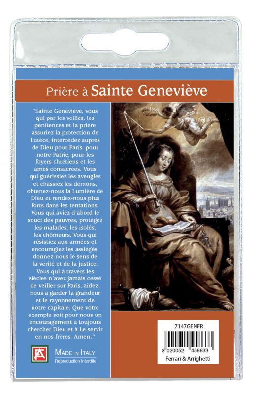 portachiavi santa genoveffa con preghiera in francese