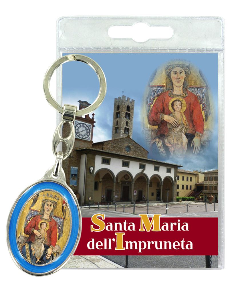 portachiavi doppio madonna dell'impruneta con preghiera in italiano