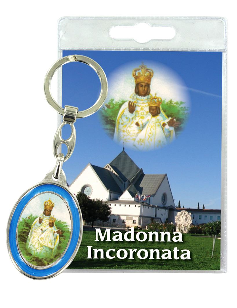 portachiavi madonna dell'incoronata con preghiera in italiano