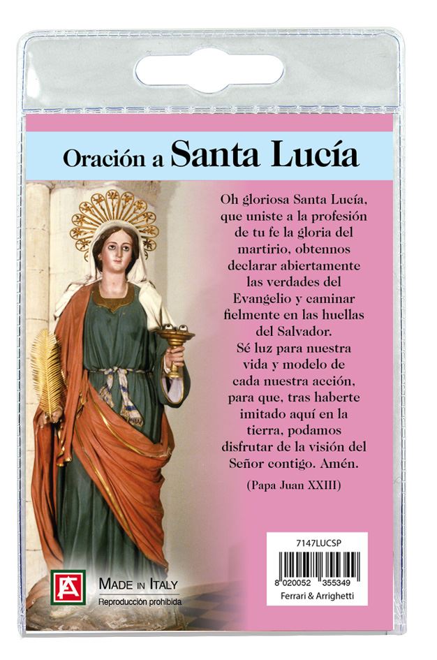 Portachiavi Doppio Santa Lucia Con Preghiera In Spagnolo Semprini Arredi Sacri