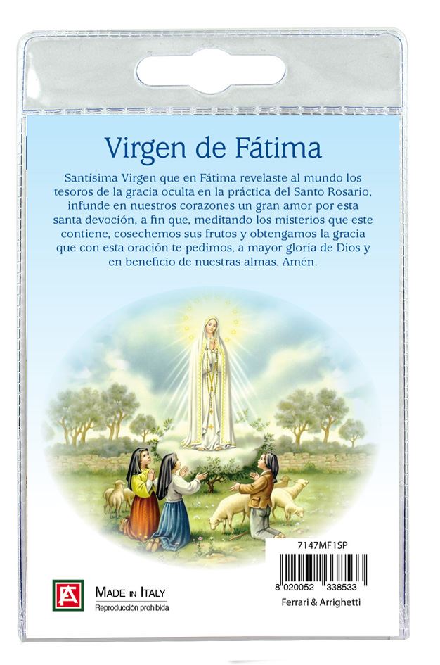 portachiavi madonna di fatima con preghiera in spagnolo