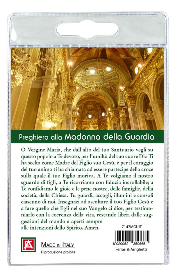 portachiavi doppio madonna della guardia (genova) con preghiera in italiano