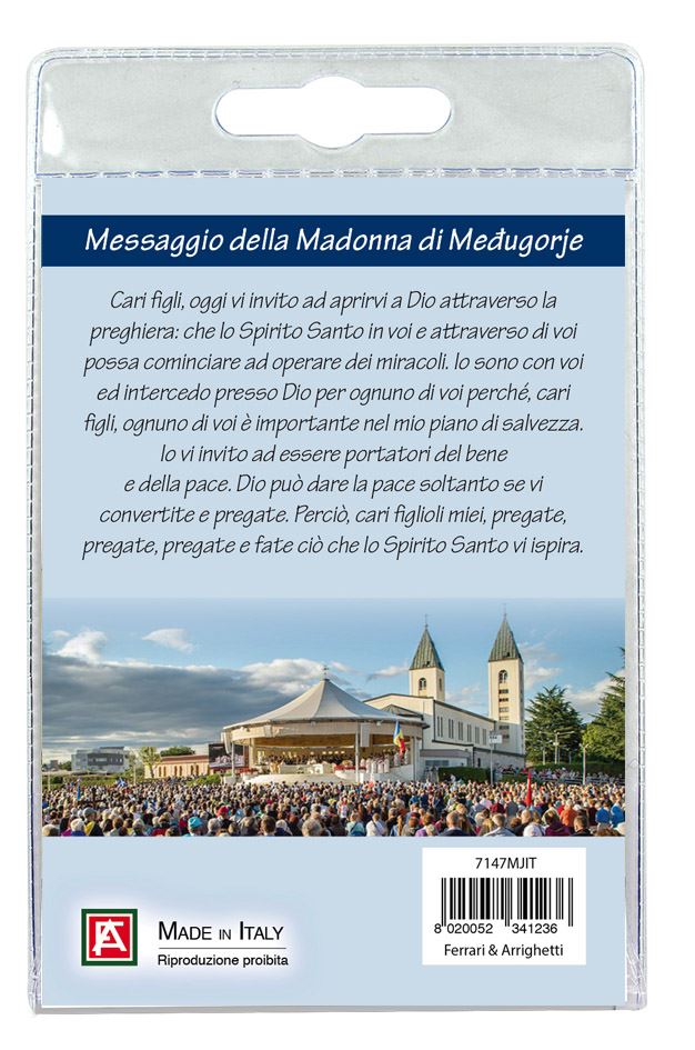 portachiavi madonna di medjugorje con preghiera in italiano
