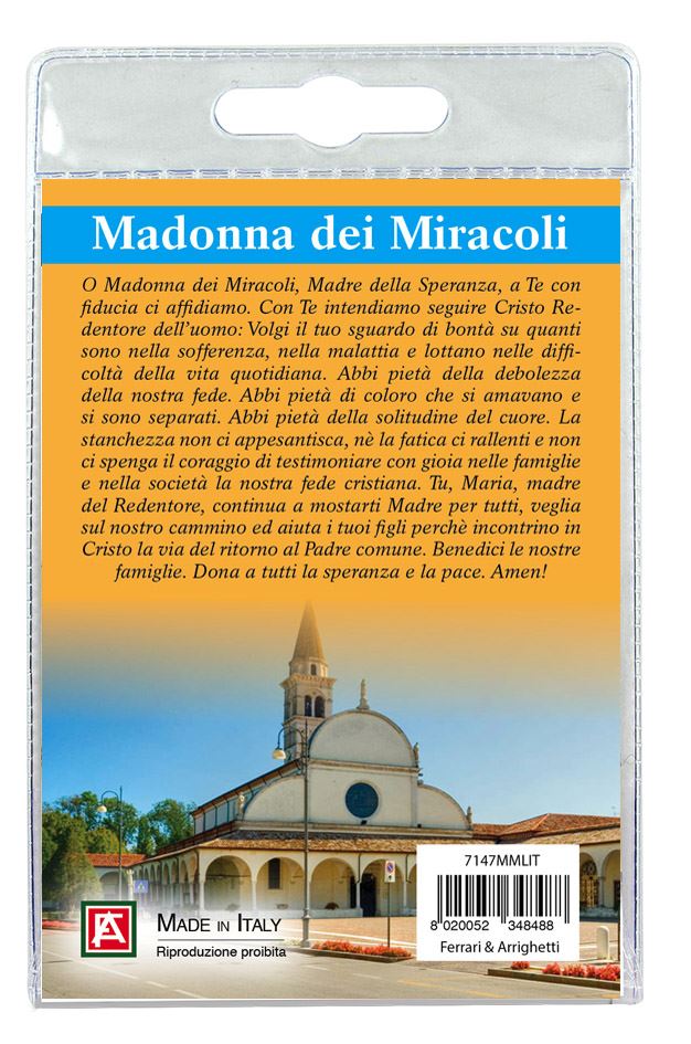 portachiavi madonna dei miracoli (motta di livenza) con preghiera in italiano