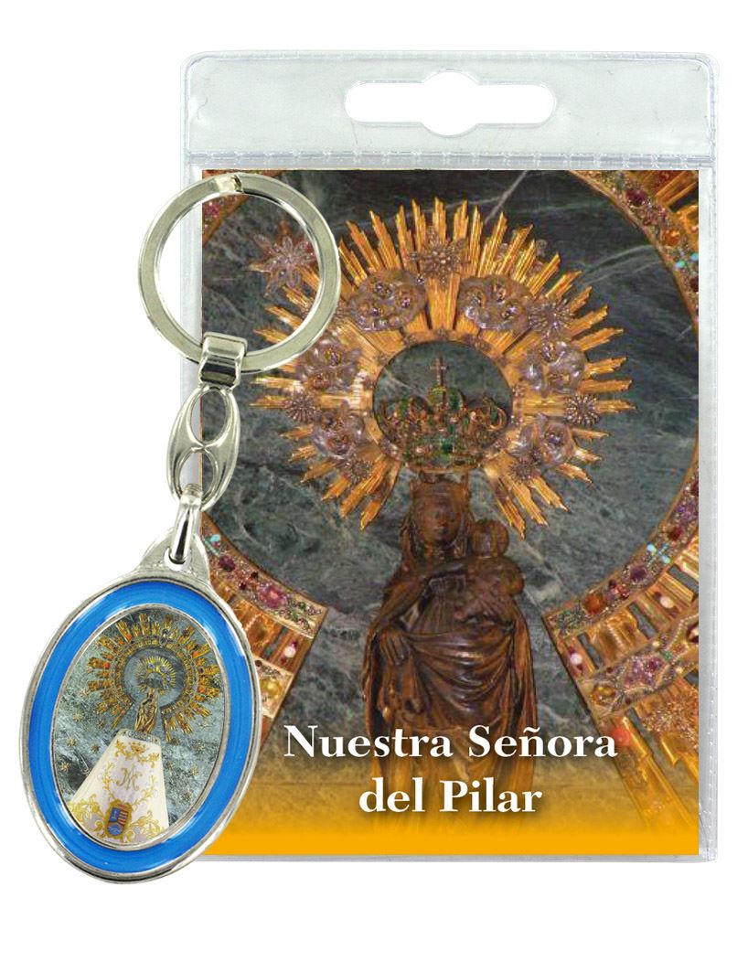 portachiavi doppio madonna del pilar con preghiera in spagnolo