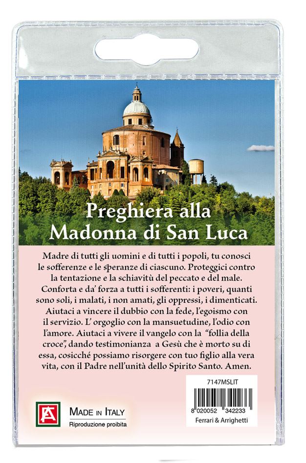 portachiavi madonna di san luca con preghiera in italiano