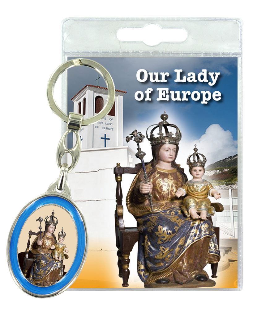 portachiavi doppio our lady of europe con preghiera in inglese