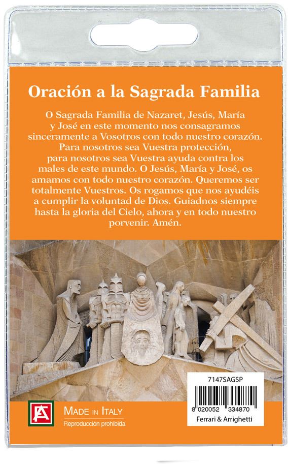 portachiavi sagrada familia con preghiera in spagnolo