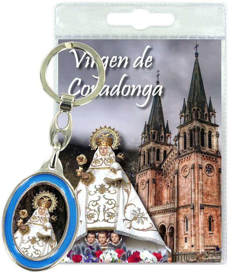 portachiavi madonna di covadonga con preghiera in spagnolo