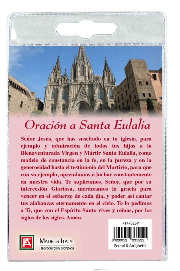 portachiavi sant'eulalia con preghiera in spagnolo
