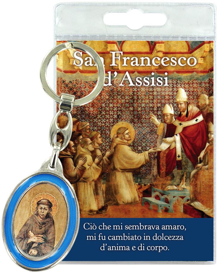 portachiavi san francesco d'assisi con preghiera in italiano