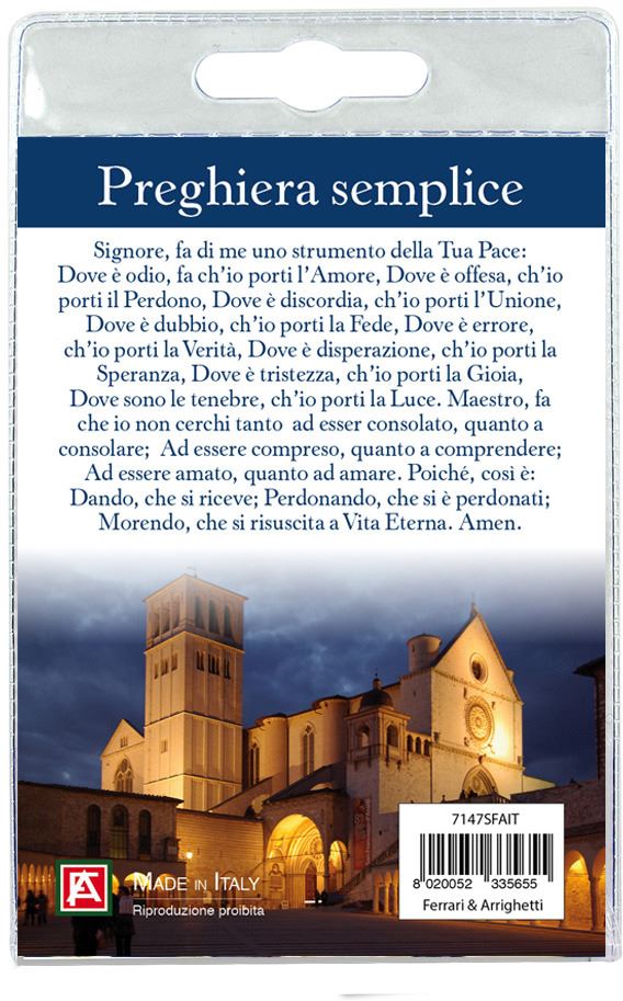 portachiavi san francesco d'assisi con preghiera in italiano