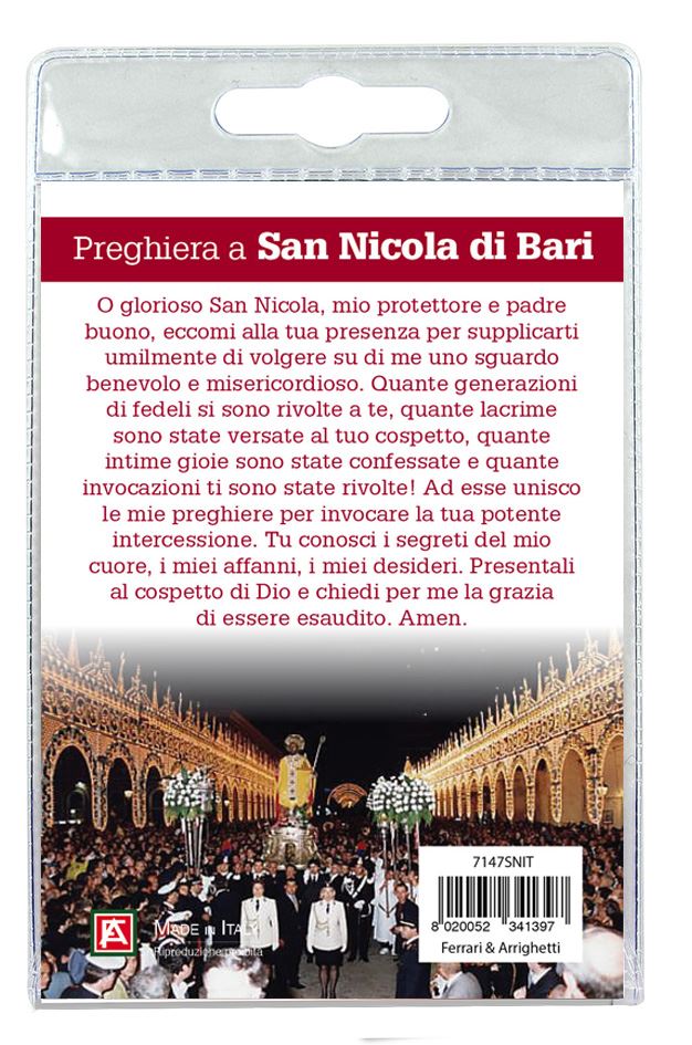 portachiavi san nicola di bari con preghiera in italiano