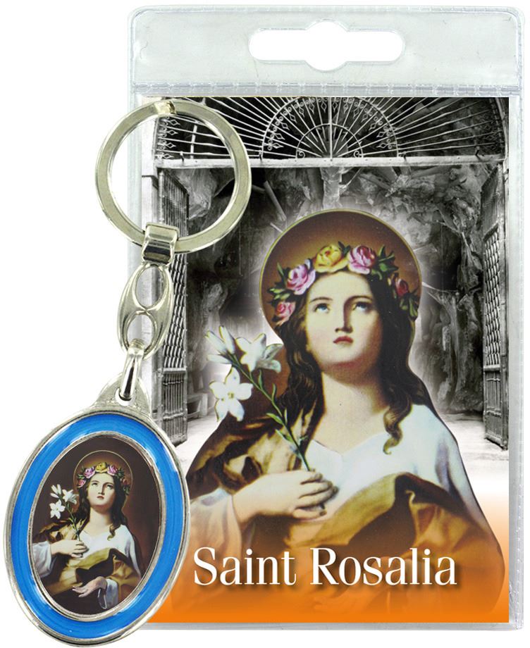 portachiavi santa rosalia (palermo) con preghiera in inglese (versione a)