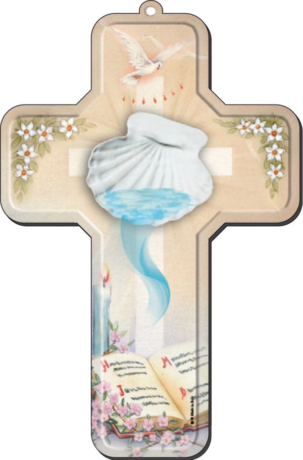 Crocifisso regalo per battesimo con preghiera in inglese - 12 x 18 cm  Quadretti