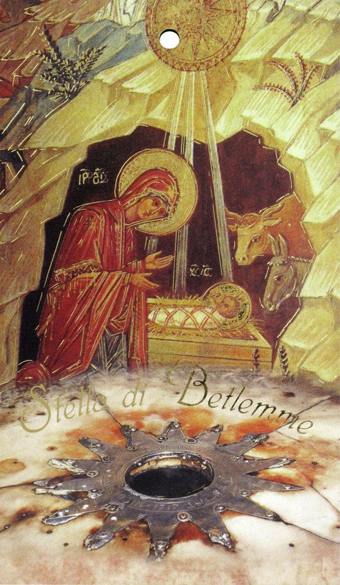 cartoncino benedizione della famiglia con tavoletta in legno natività - italiano