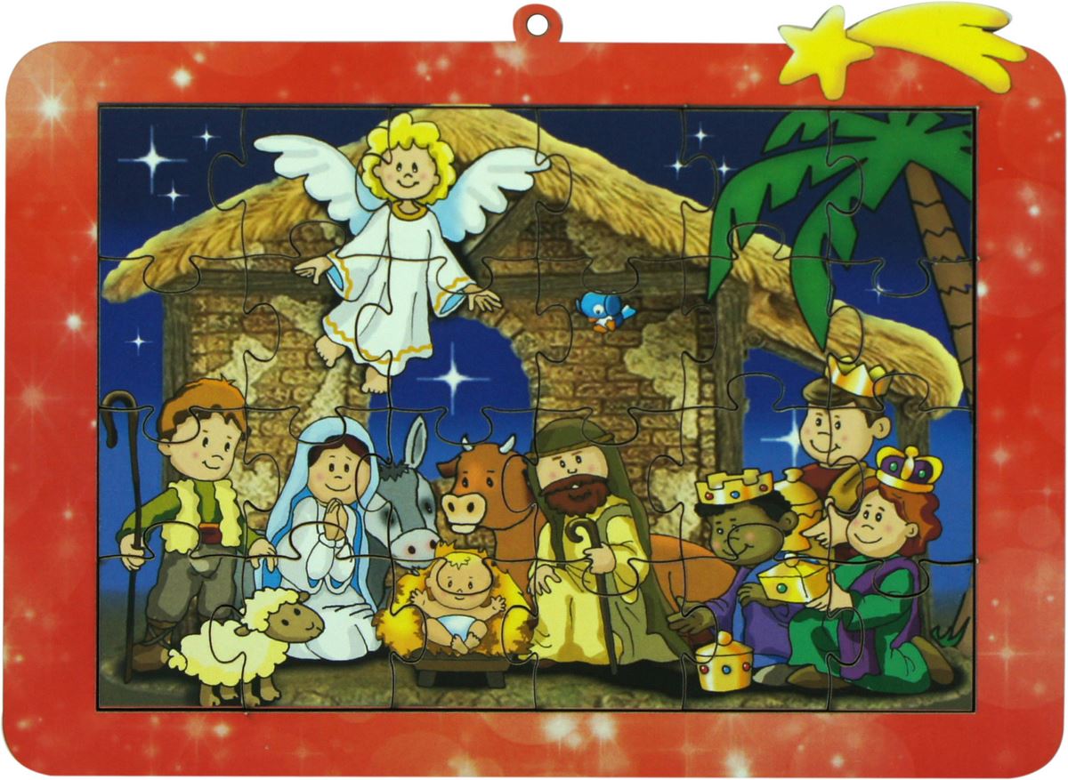 puzzle natale in mdf con appendino cm 20x15