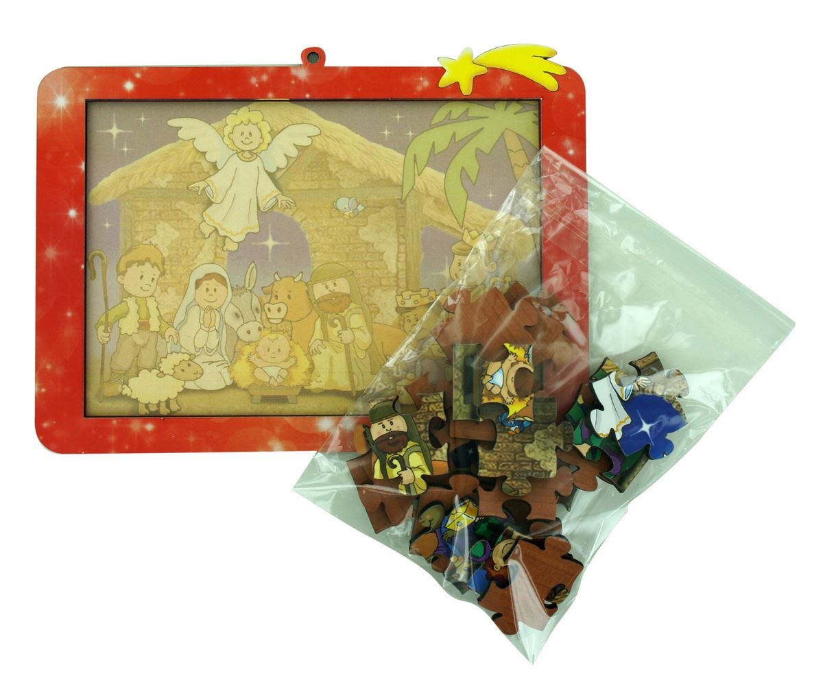 puzzle natale in mdf con appendino cm 20x15