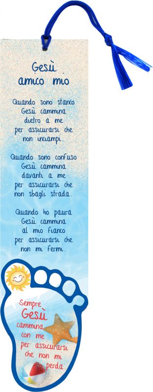 segnalibro gesù amico mio a forma di piede con preghiera (italiano) - 5,5 x 22,4 cm