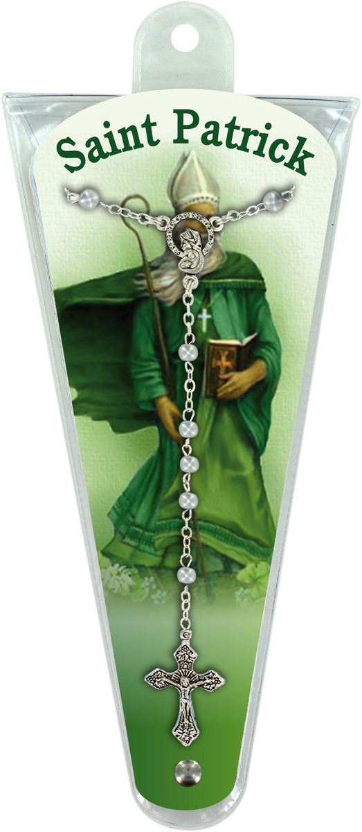 ventaglio misteri del rosario saint patrick in inglese con rosario - altezza di 17,5 cm