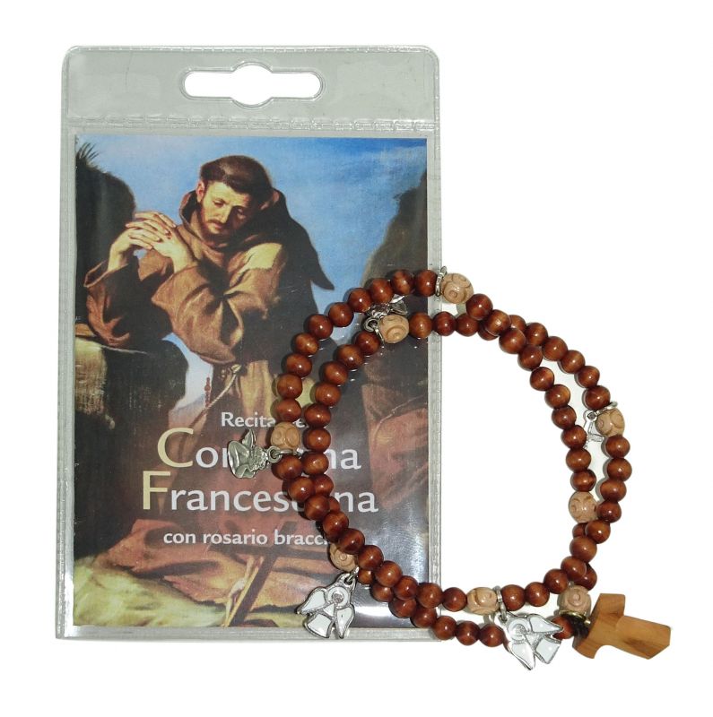 rosario bracciale di san francesco in legno mm  5