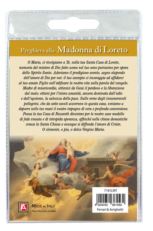 portachiavi angelo madonna di loreto con preghiera in italiano