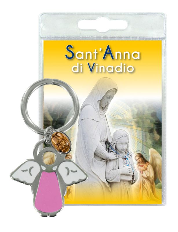 portachiavi angelo sant'anna con preghiera in italiano