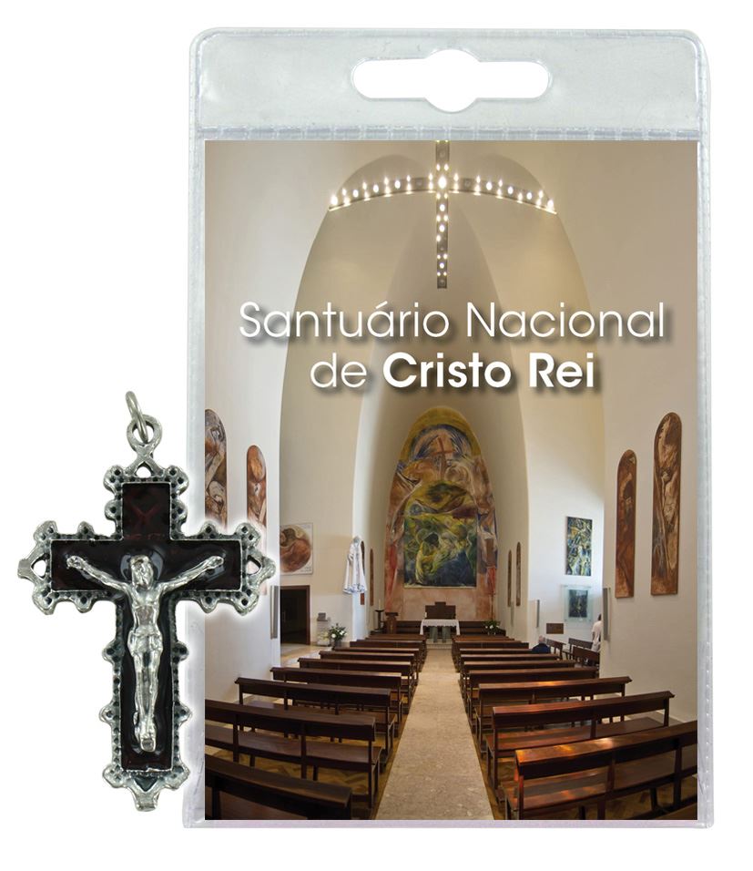 blister(b)santuario cristo rei con croce metallo cm 4,8 - portoghese