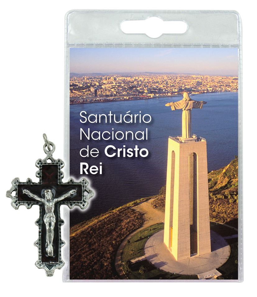 blister(c)santuario cristo rei con croce metallo cm 4,8 - portoghese