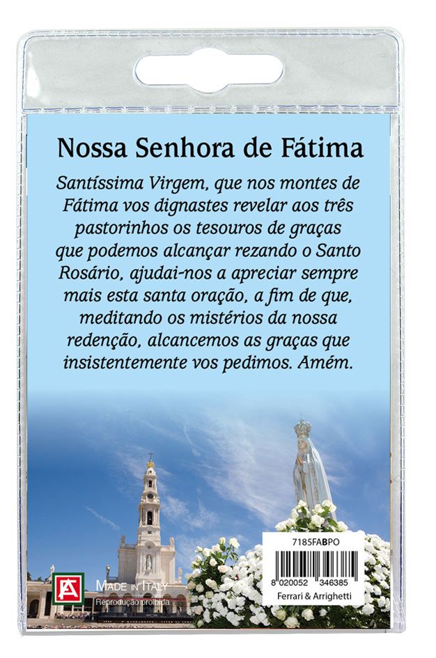 blister (b) madonna di fatima con croce tau in ulivo e fiori - portoghese
