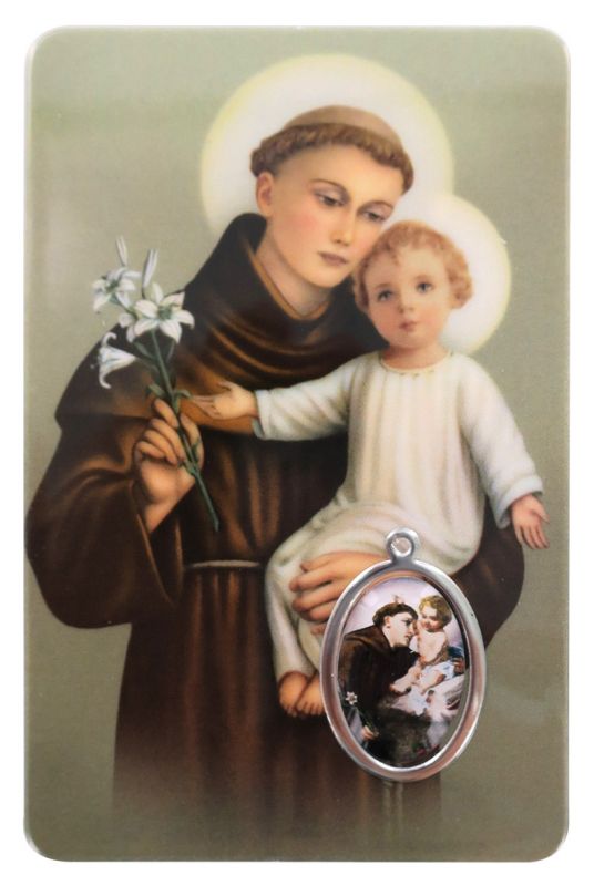 card sant antonio in pvc - misura 5,5 x 8,5 cm - inglese