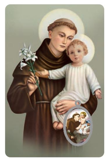 card sant antonio in pvc - misura 5,5 x 8,5 cm - italiano