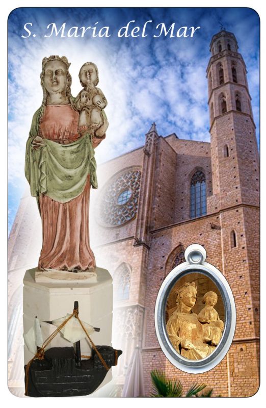 card basilica santa maria del mar in pvc con medaglia - 5,5 x 8,5 cm - latino