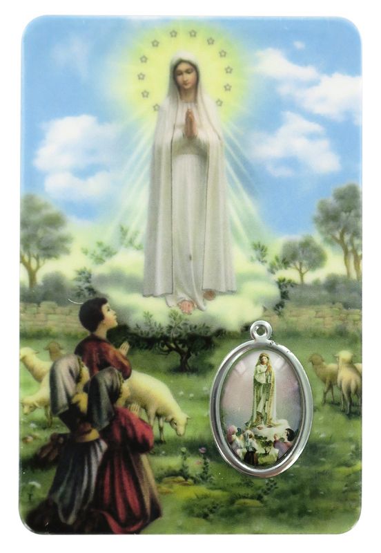 card madonna di fatima in pvc - 5,5 x 8,5 cm - spagnolo