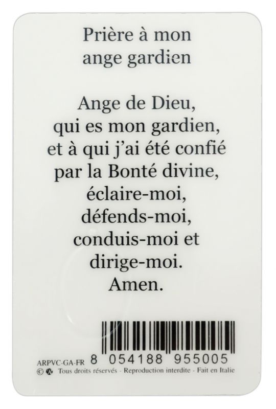 card angelo custode in pvc - 5,5 x 8,5 cm - francese