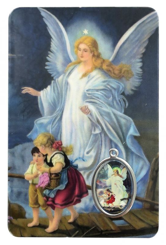 card angelo custode in pvc - misura 5,5 x 8,5 cm - inglese