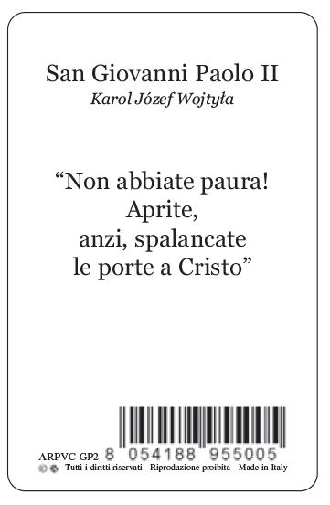 card giovanni paolo ii in pvc - 5,5 x 8,5 cm - italiano