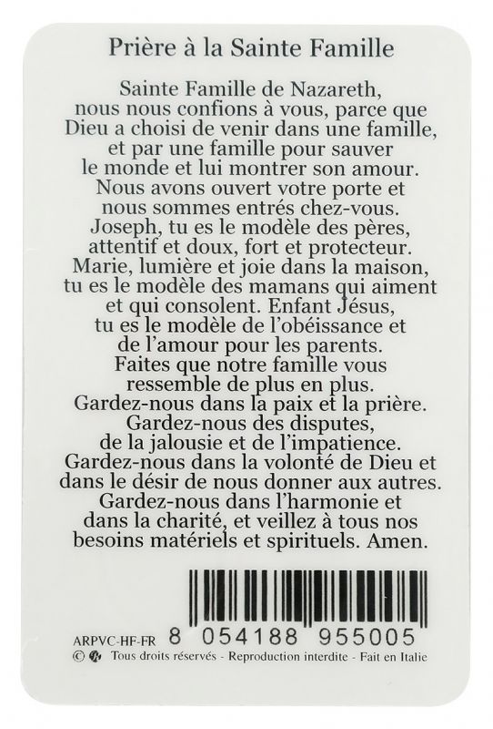 card sacra famiglia in pvc - 5,5 x 8,5 cm - francese