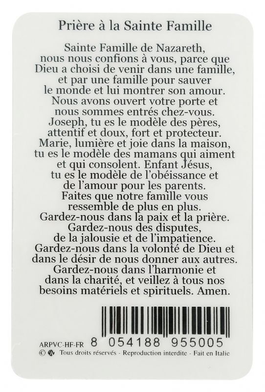 card sacra famiglia in pvc - 5,5 x 8,5 cm - francese