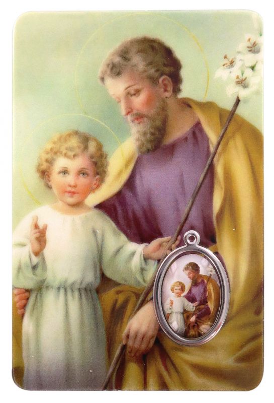 card san giuseppe in pvc - 5,5 x 8,5 cm - inglese