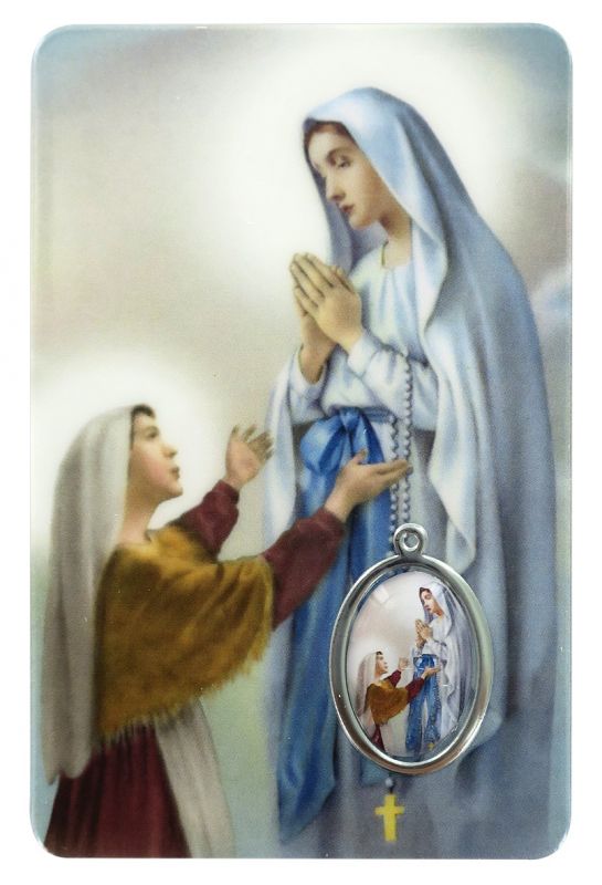 card madonna di lourdes in pvc - 5,5 x 8,5 cm - spagnolo